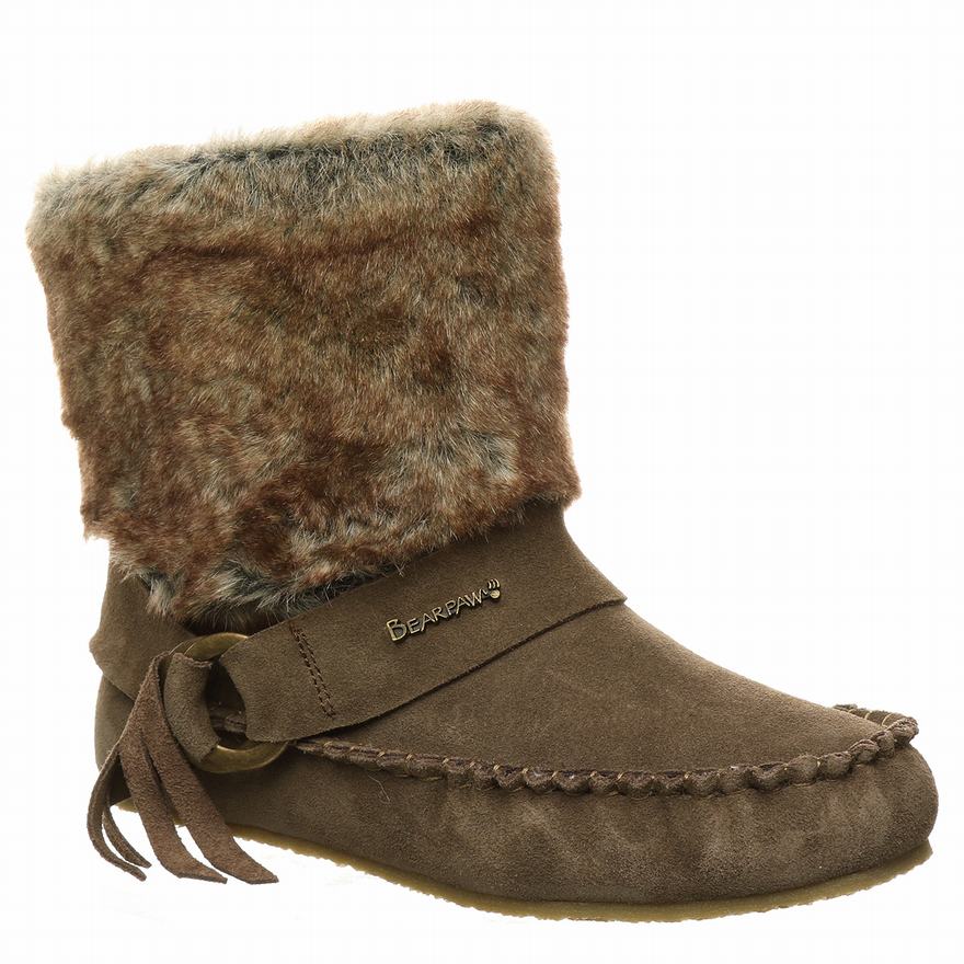 Bearpaw Monet Ankle Boots UK - Women's Boots Brown ||UPLCGS-057||